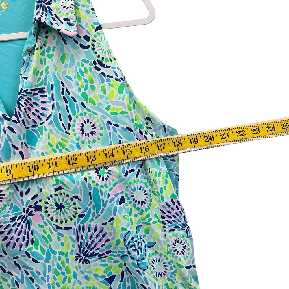 Lilly Pulitzer Luxletic Lakelyn Polo Tank Top Zanzibar Floral size XL - Picture 11 of 13